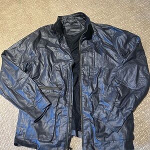 John Varvatos Dark navy/ black Lightweight coated linen Jacket